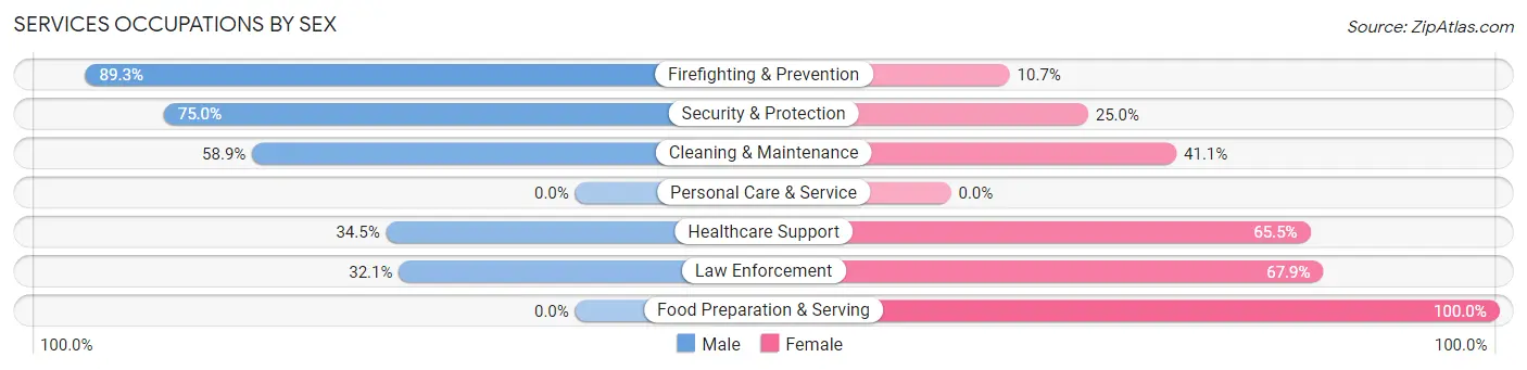 Services Occupations by Sex in Mount Vernon