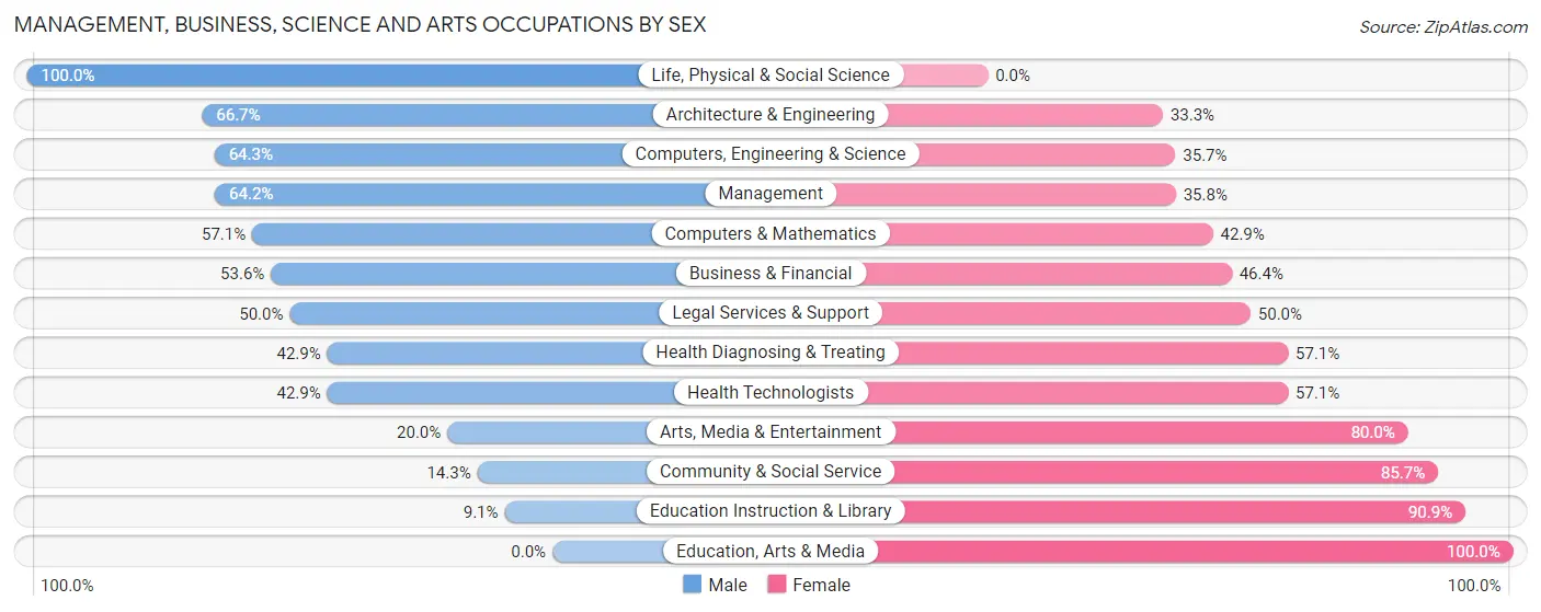 Management, Business, Science and Arts Occupations by Sex in Mountain City
