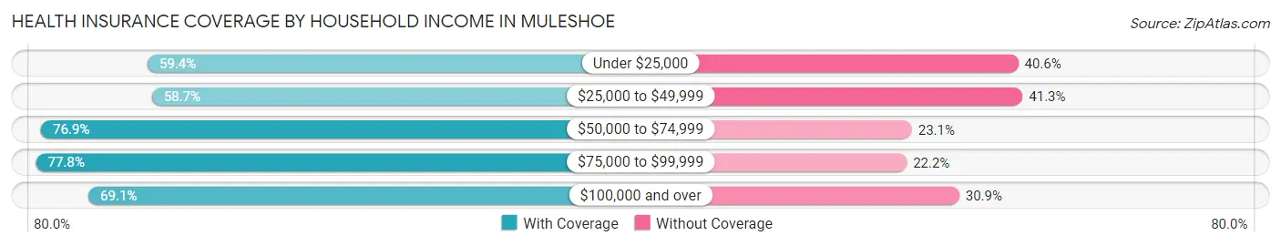 Health Insurance Coverage by Household Income in Muleshoe