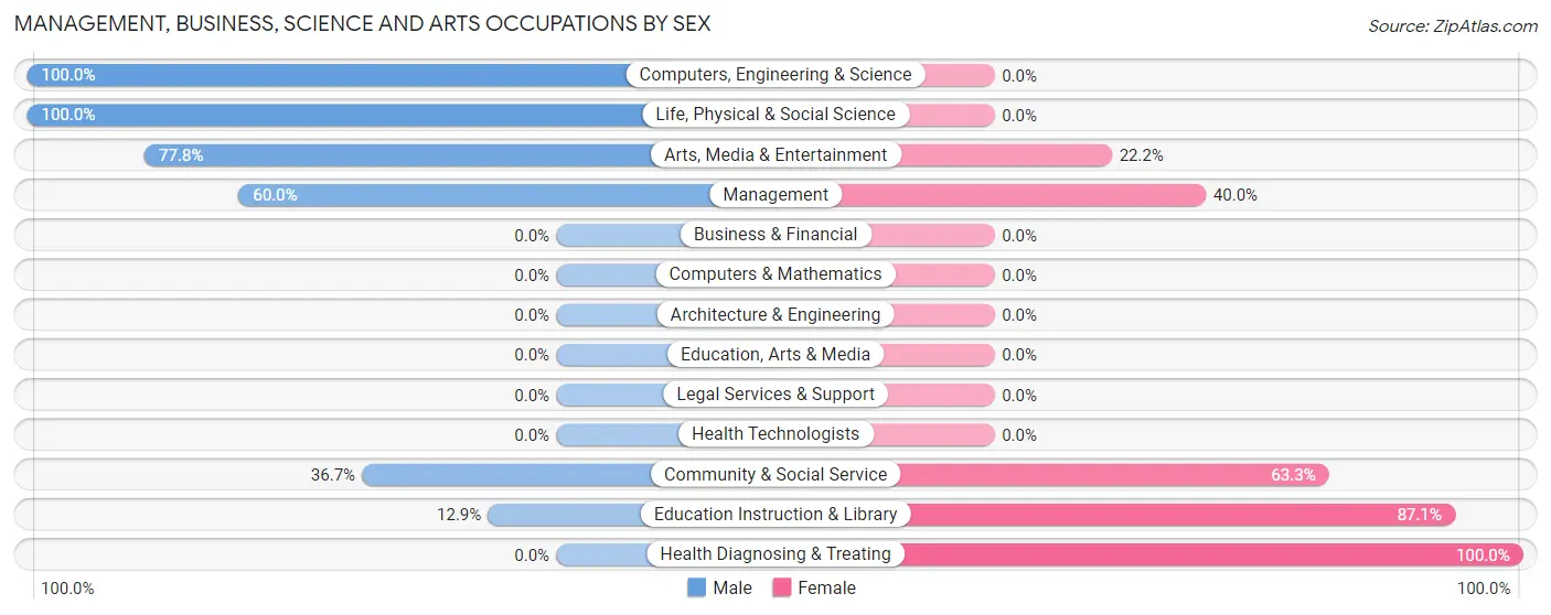 Management, Business, Science and Arts Occupations by Sex in Natalia