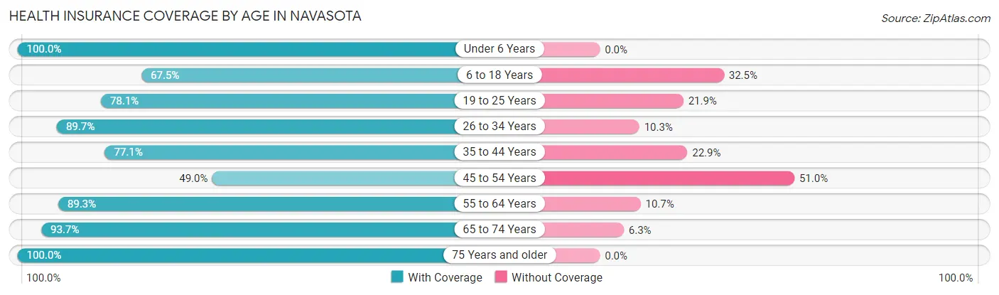 Health Insurance Coverage by Age in Navasota