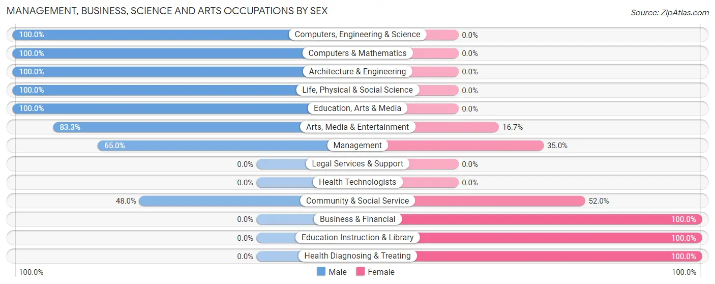 Management, Business, Science and Arts Occupations by Sex in New Waverly