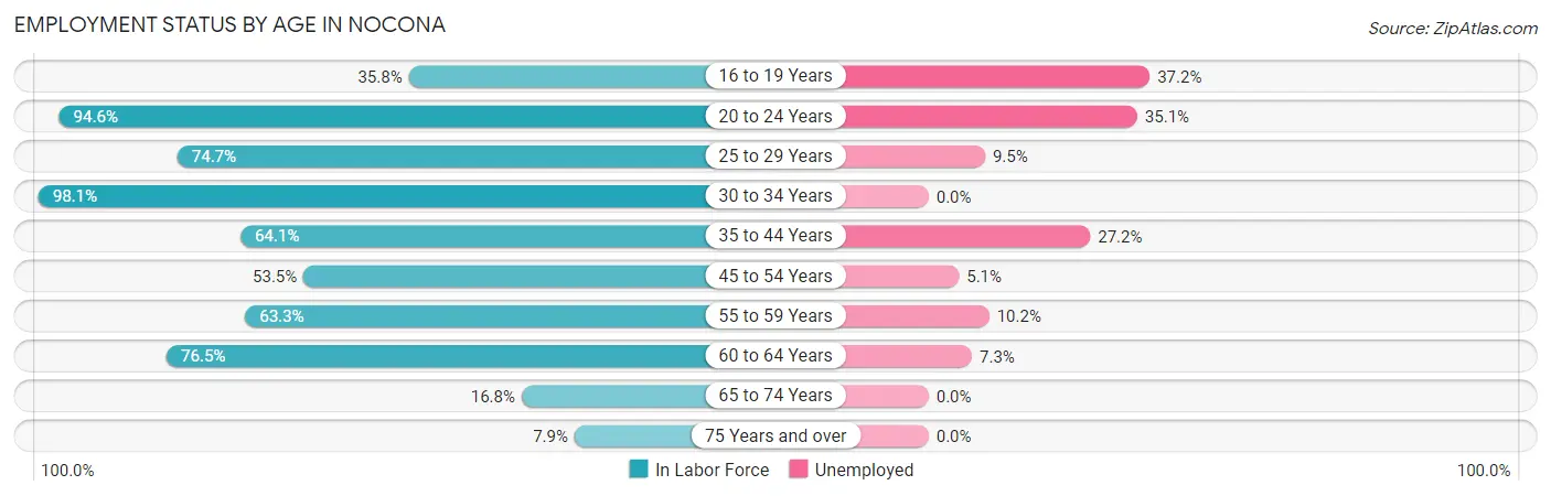 Employment Status by Age in Nocona