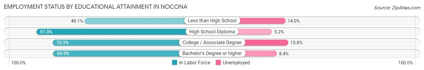 Employment Status by Educational Attainment in Nocona