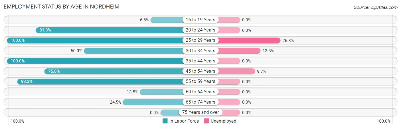 Employment Status by Age in Nordheim