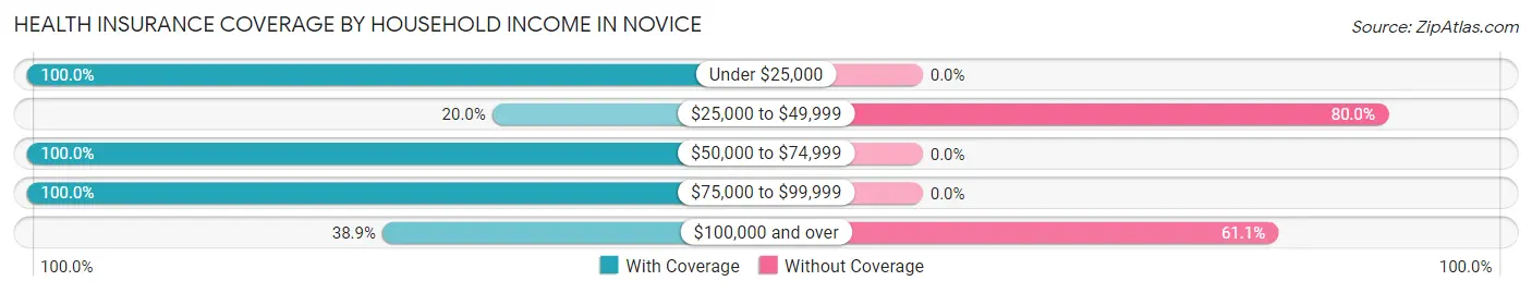 Health Insurance Coverage by Household Income in Novice