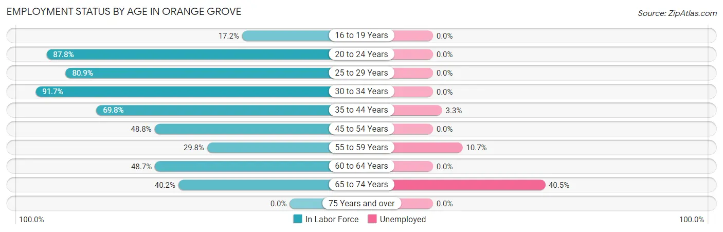 Employment Status by Age in Orange Grove