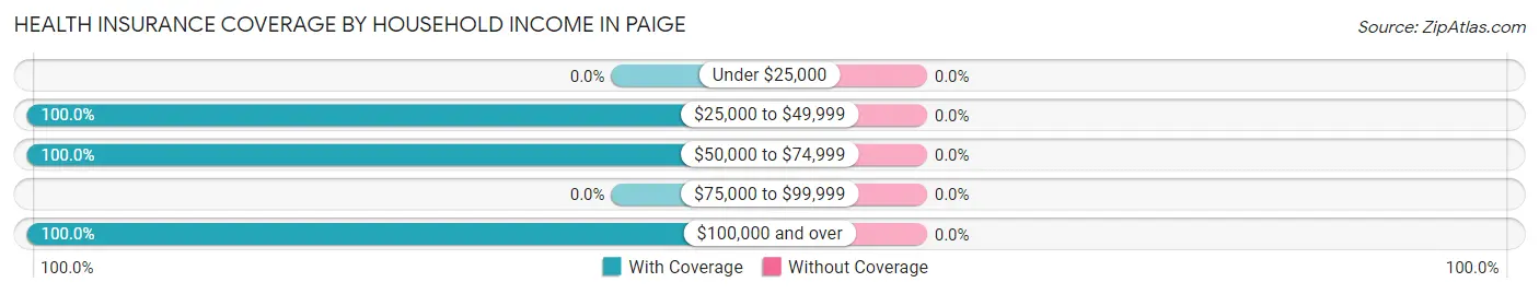 Health Insurance Coverage by Household Income in Paige