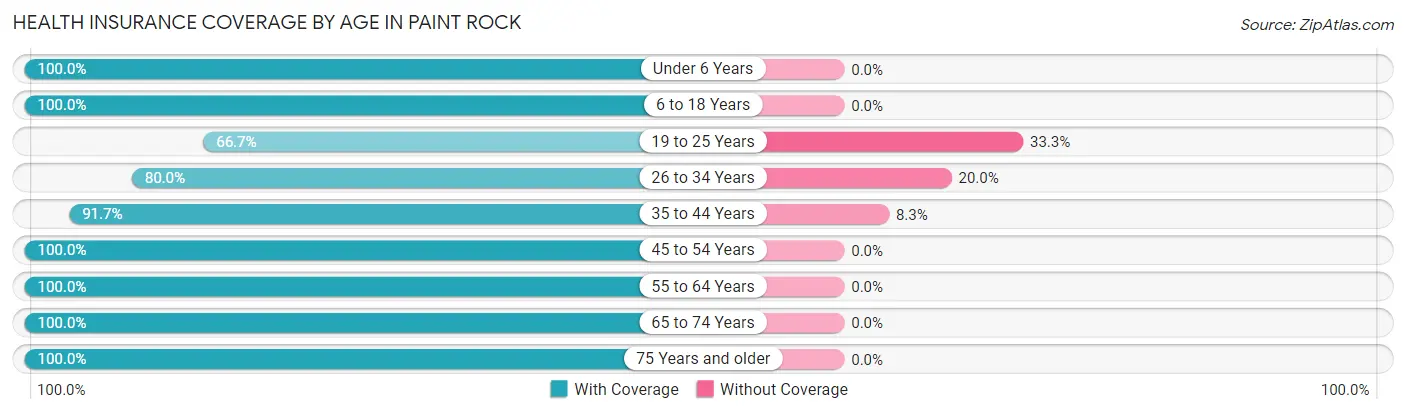 Health Insurance Coverage by Age in Paint Rock