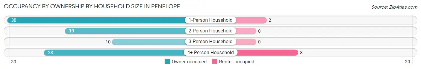 Occupancy by Ownership by Household Size in Penelope