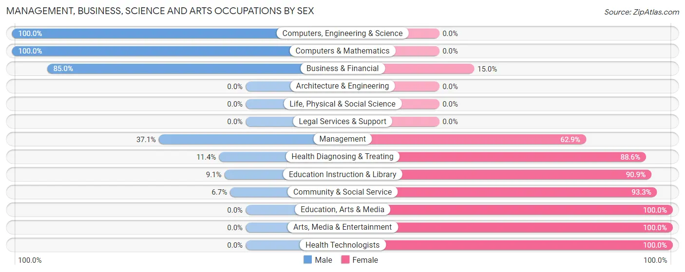 Management, Business, Science and Arts Occupations by Sex in Point