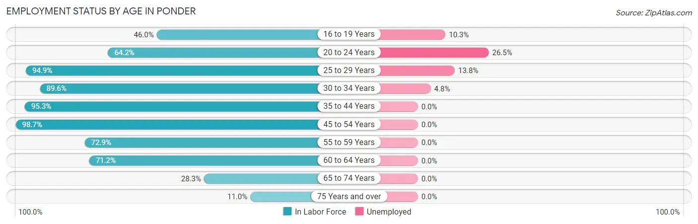 Employment Status by Age in Ponder