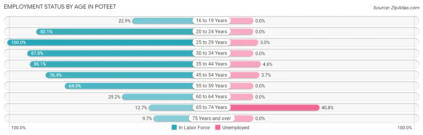 Employment Status by Age in Poteet