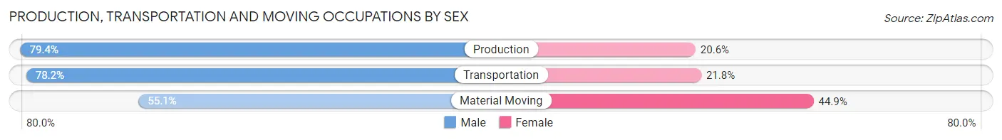 Production, Transportation and Moving Occupations by Sex in Princeton