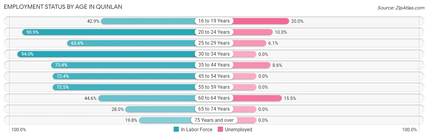 Employment Status by Age in Quinlan