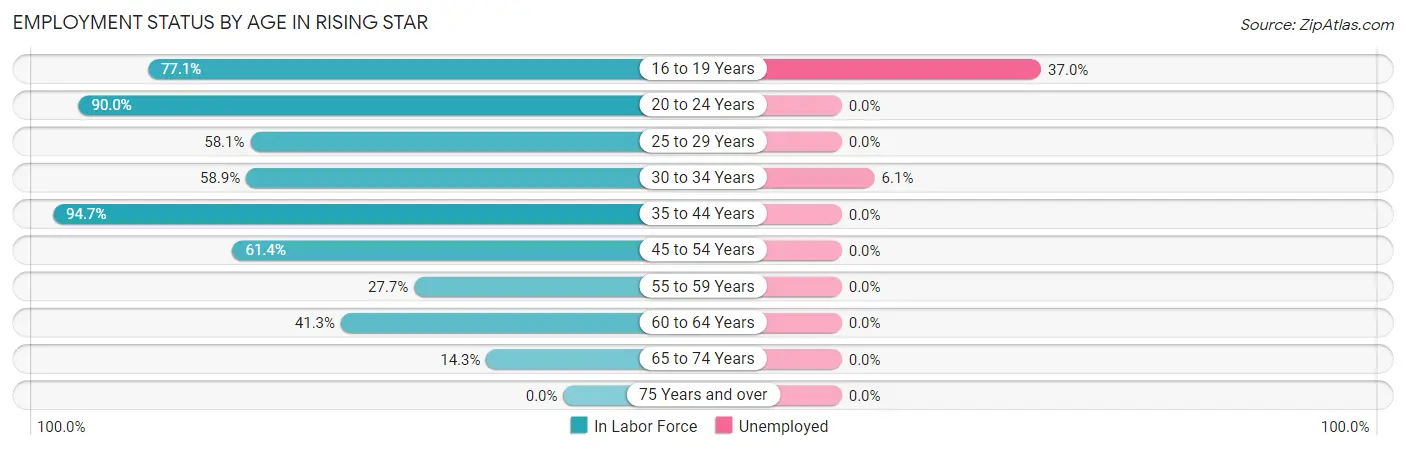 Employment Status by Age in Rising Star
