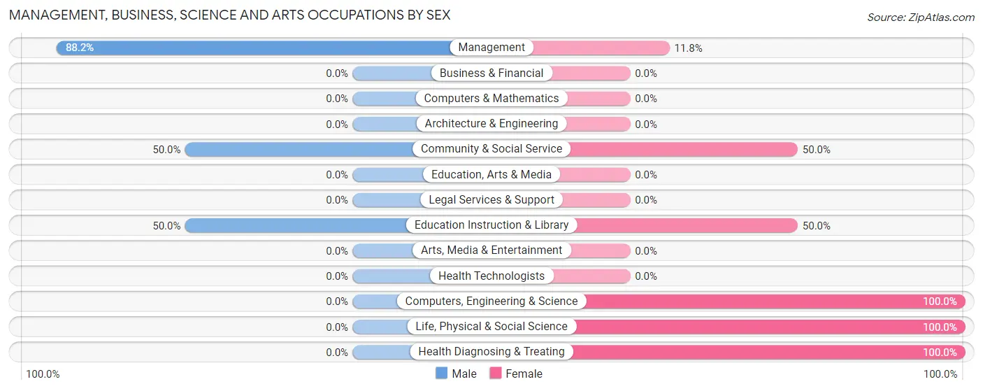 Management, Business, Science and Arts Occupations by Sex in Rising Star