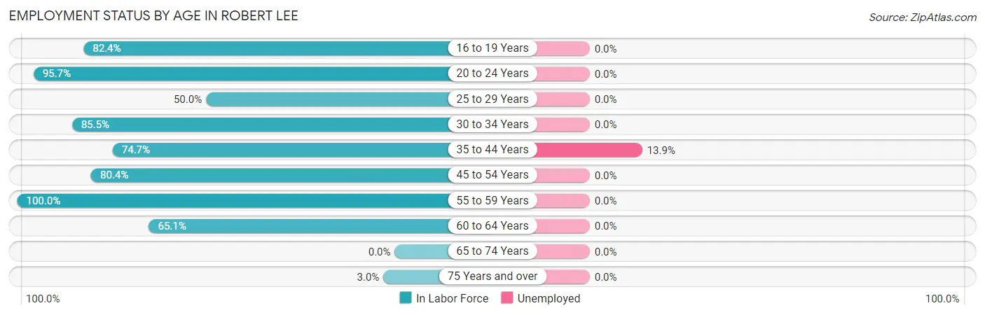 Employment Status by Age in Robert Lee