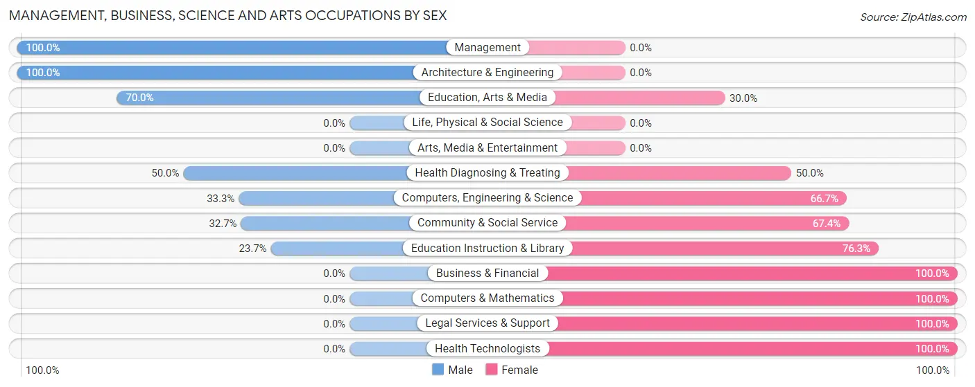 Management, Business, Science and Arts Occupations by Sex in Ropesville