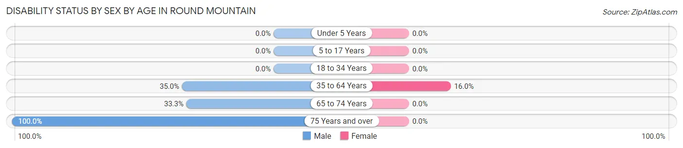 Disability Status by Sex by Age in Round Mountain
