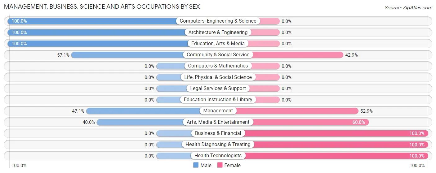 Management, Business, Science and Arts Occupations by Sex in Round Top
