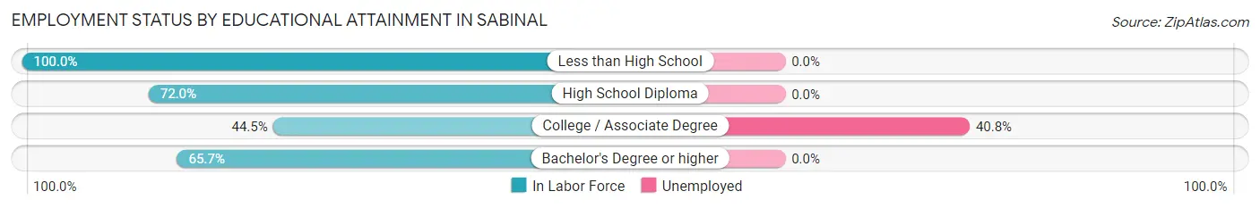 Employment Status by Educational Attainment in Sabinal