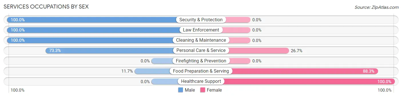 Services Occupations by Sex in San Augustine