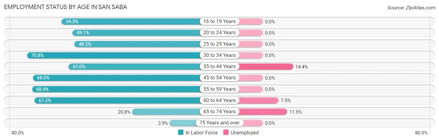 Employment Status by Age in San Saba