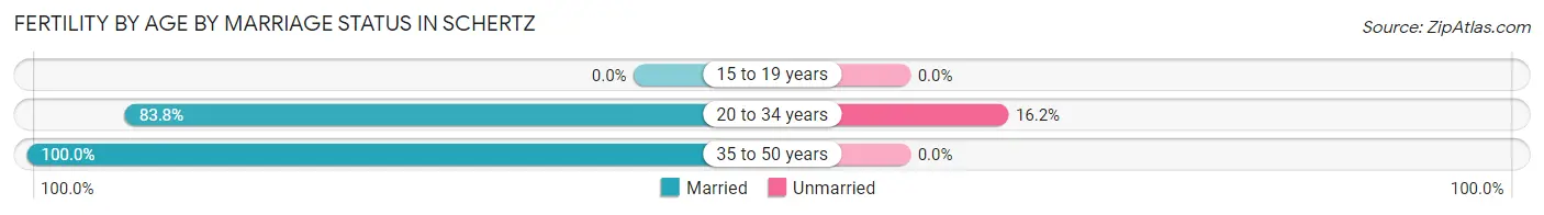 Female Fertility by Age by Marriage Status in Schertz