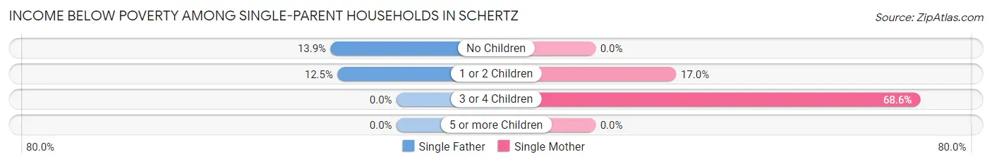 Income Below Poverty Among Single-Parent Households in Schertz