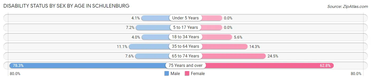 Disability Status by Sex by Age in Schulenburg