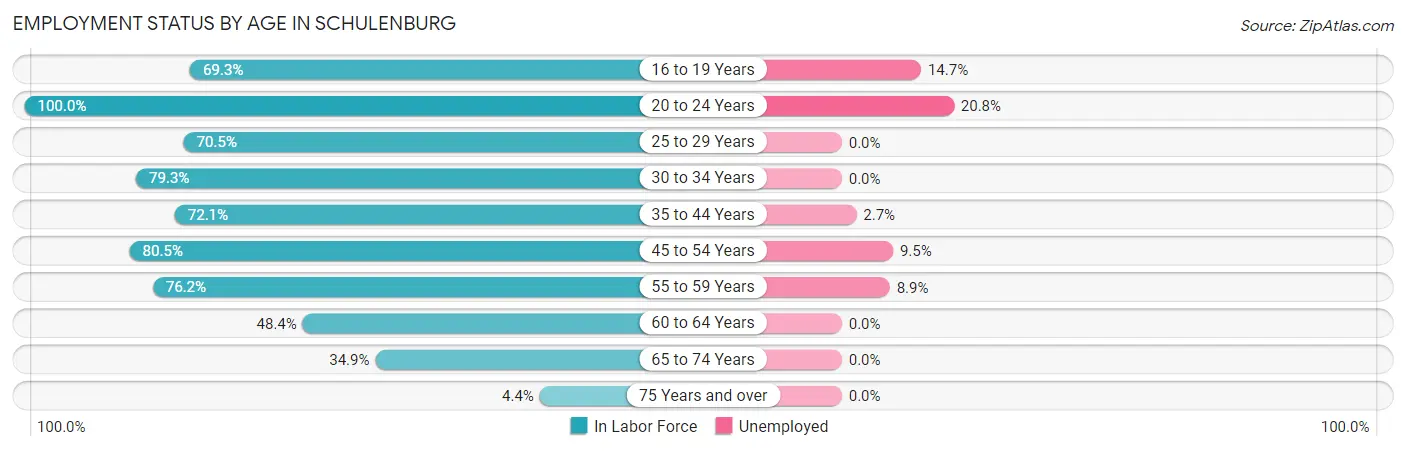 Employment Status by Age in Schulenburg