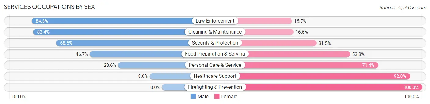 Services Occupations by Sex in Seguin