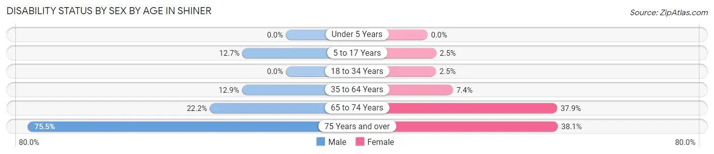 Disability Status by Sex by Age in Shiner