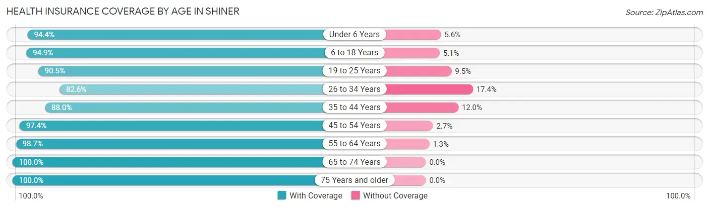 Health Insurance Coverage by Age in Shiner