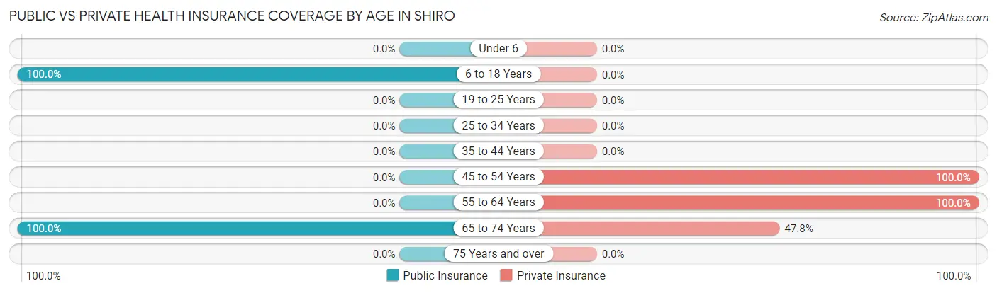 Public vs Private Health Insurance Coverage by Age in Shiro