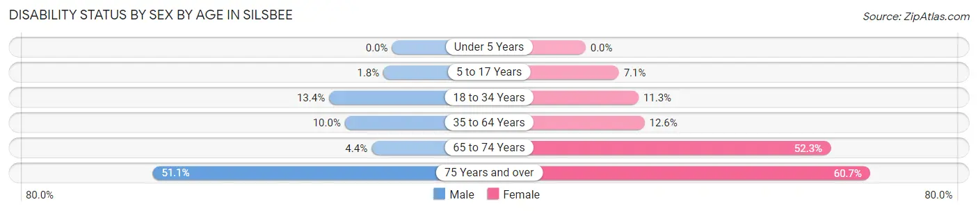 Disability Status by Sex by Age in Silsbee