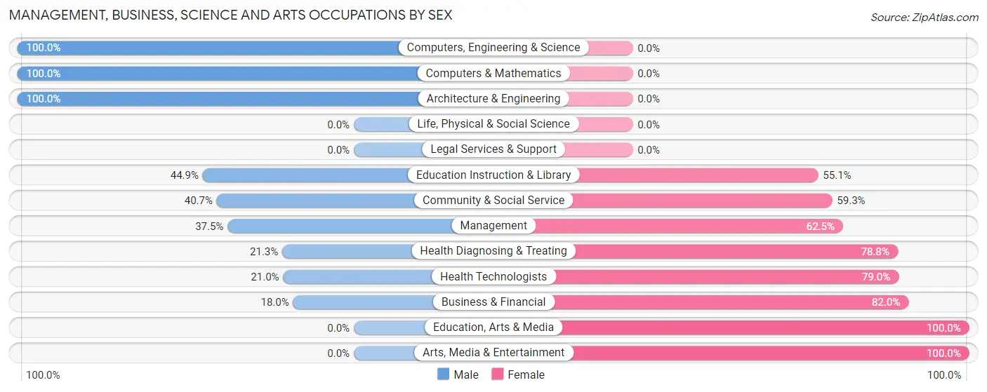 Management, Business, Science and Arts Occupations by Sex in Silsbee