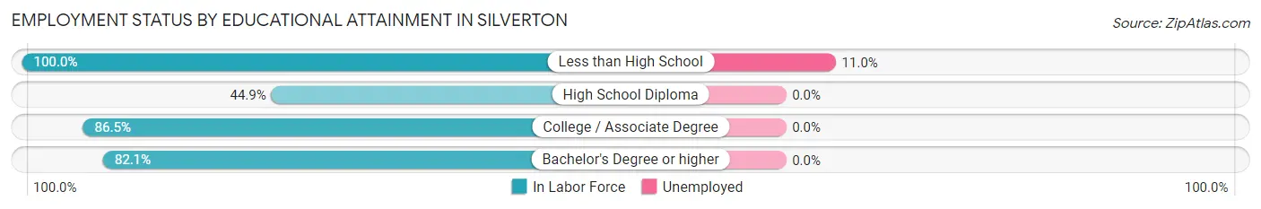 Employment Status by Educational Attainment in Silverton