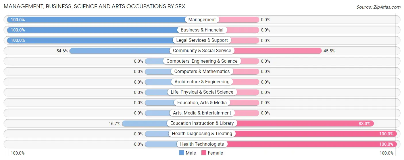Management, Business, Science and Arts Occupations by Sex in Silverton