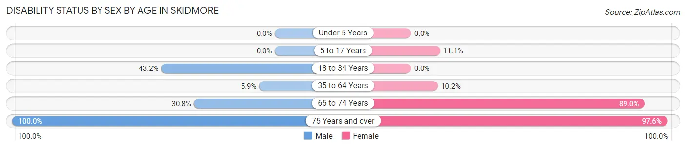Disability Status by Sex by Age in Skidmore