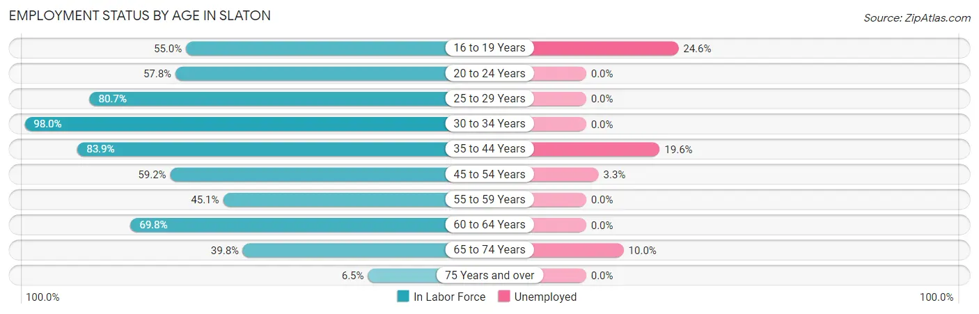 Employment Status by Age in Slaton