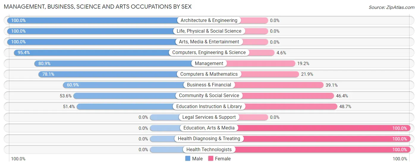 Management, Business, Science and Arts Occupations by Sex in Slaton