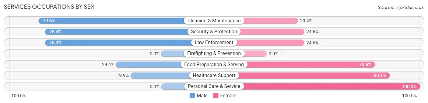 Services Occupations by Sex in Slaton