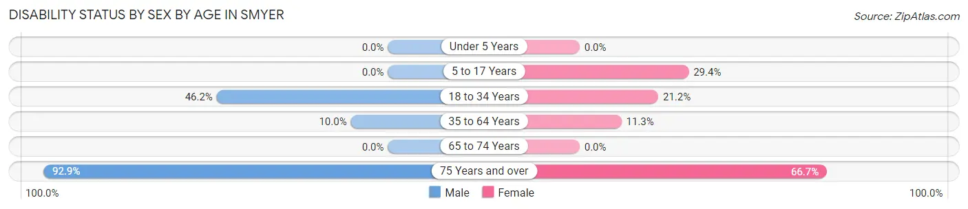 Disability Status by Sex by Age in Smyer