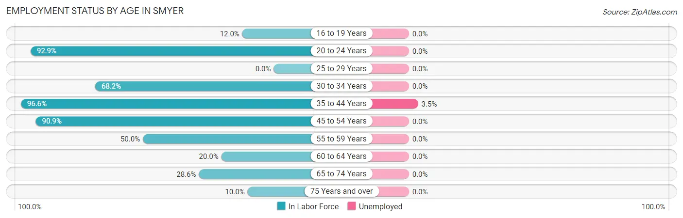 Employment Status by Age in Smyer