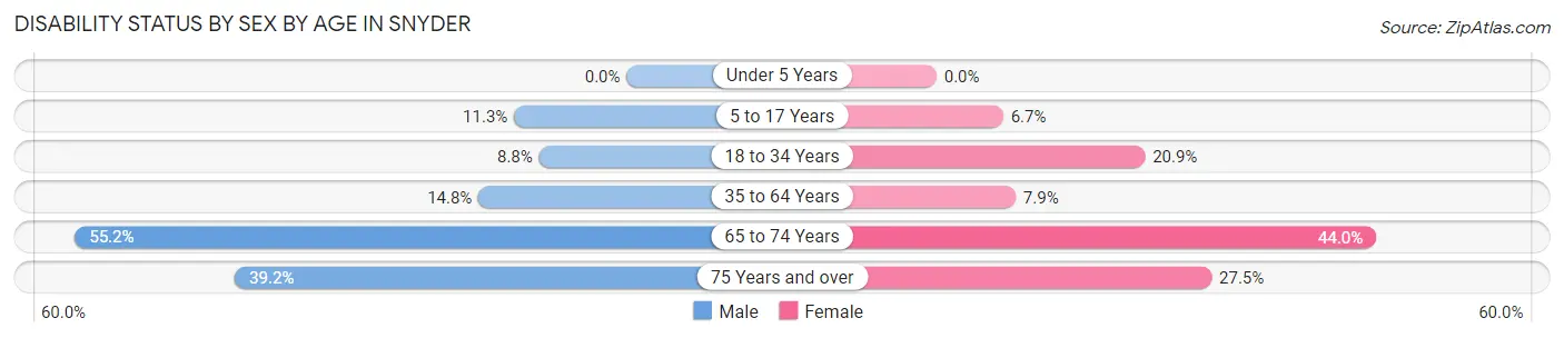 Disability Status by Sex by Age in Snyder