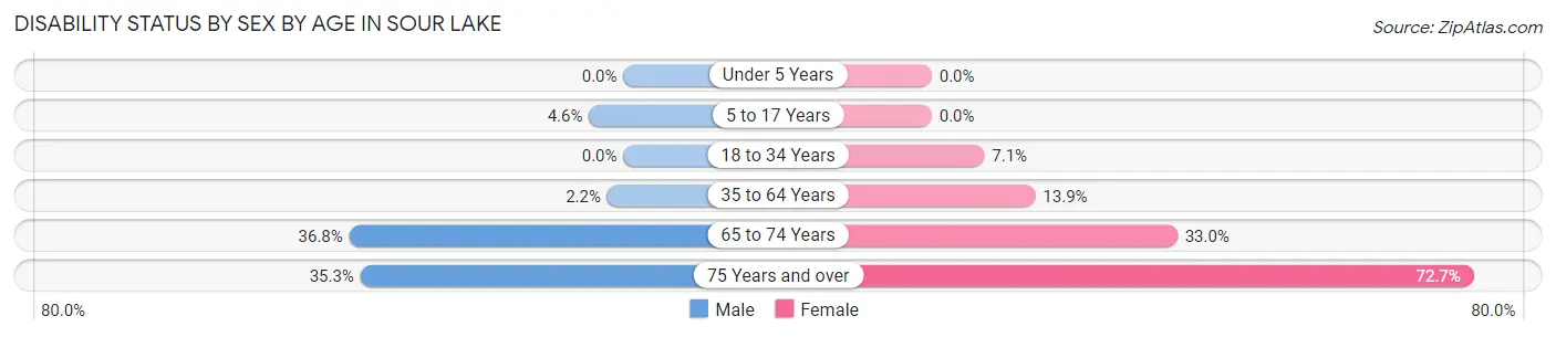 Disability Status by Sex by Age in Sour Lake