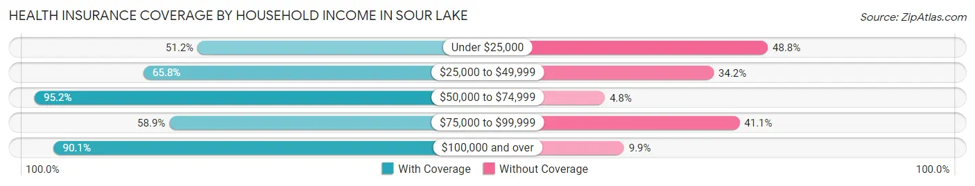 Health Insurance Coverage by Household Income in Sour Lake