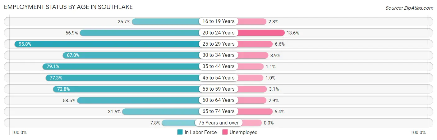 Employment Status by Age in Southlake